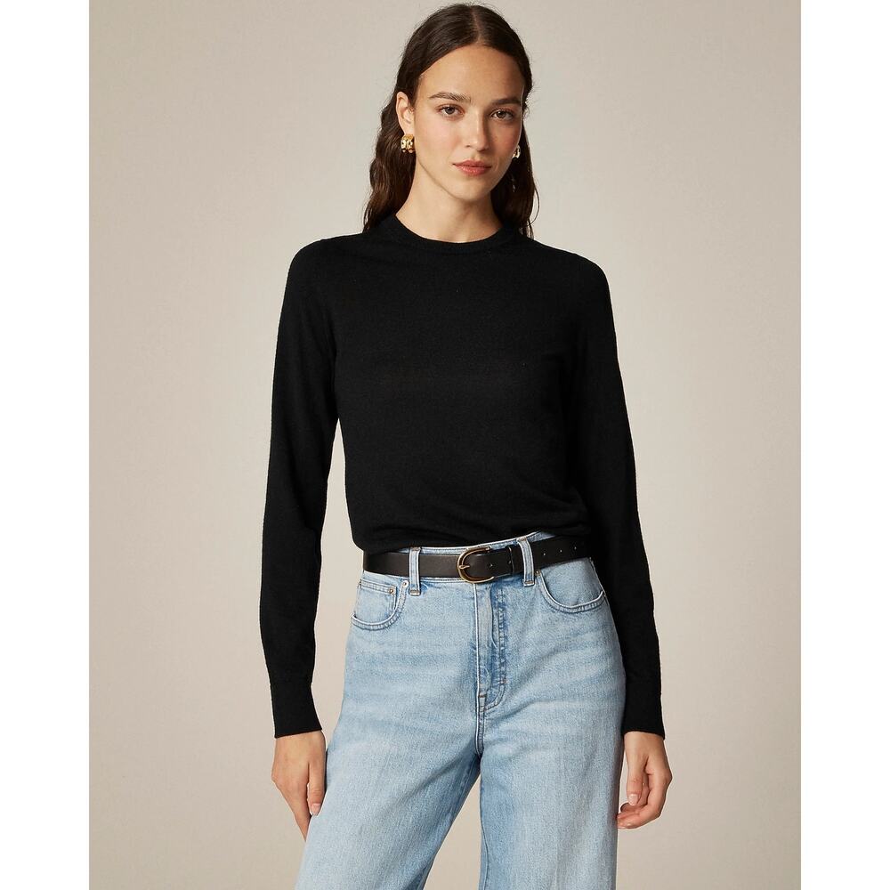 Merino Wool Black J. Crew Fitted Crewneck Pullover Sweater Knit Top Casual- Sz S